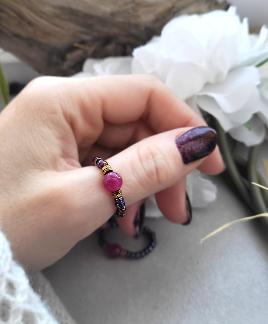 pierścionki elastyczne Pierścionek na depresję i lęki z Turmalinem