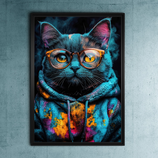 plakaty Plakat Hipsterski Kot Hubi 