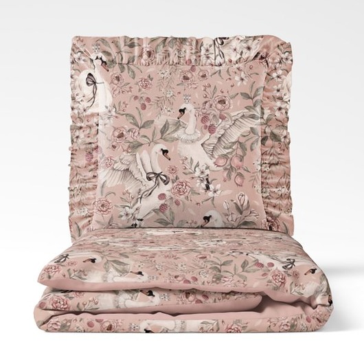 kocyki, kołderki, pościel dla dzieci Komplet pościeli Swan Queen z falbanką 120x90 PZ
