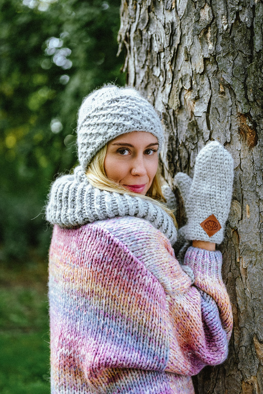 rękawiczki damskie Rękawiczki MERINO Wybielony szary