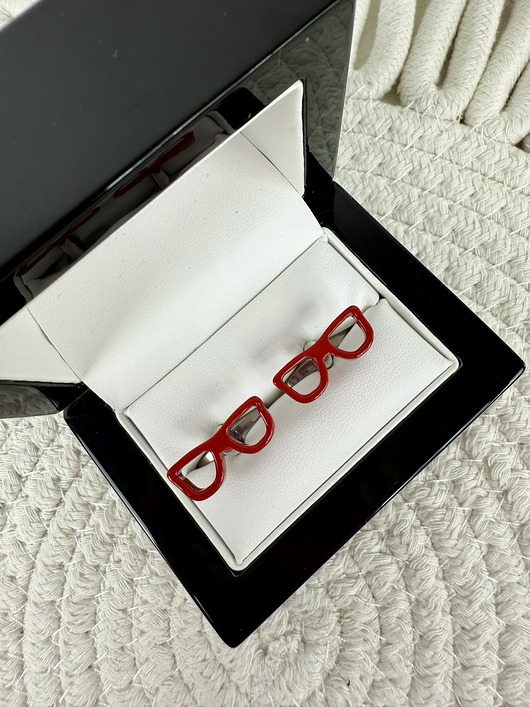 spinki do mankietów SPINKI DO MANKIETÓW okulary czerwone oprawki