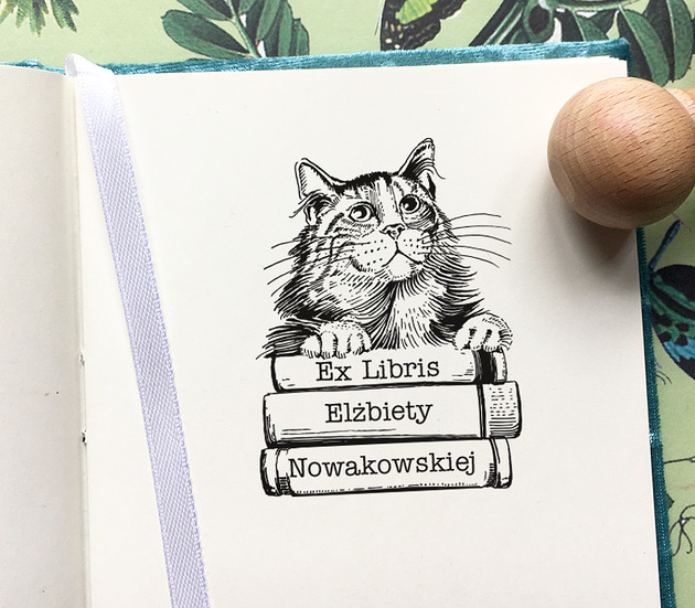 Stempel Ex libris Kot i książki Malu Studio