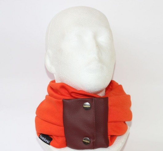 Pomarańczowy szalik z ekoskorą Lambear