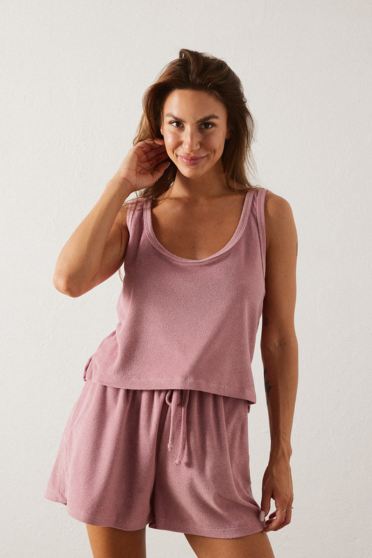 szorty damskie Spodenki frotte lila