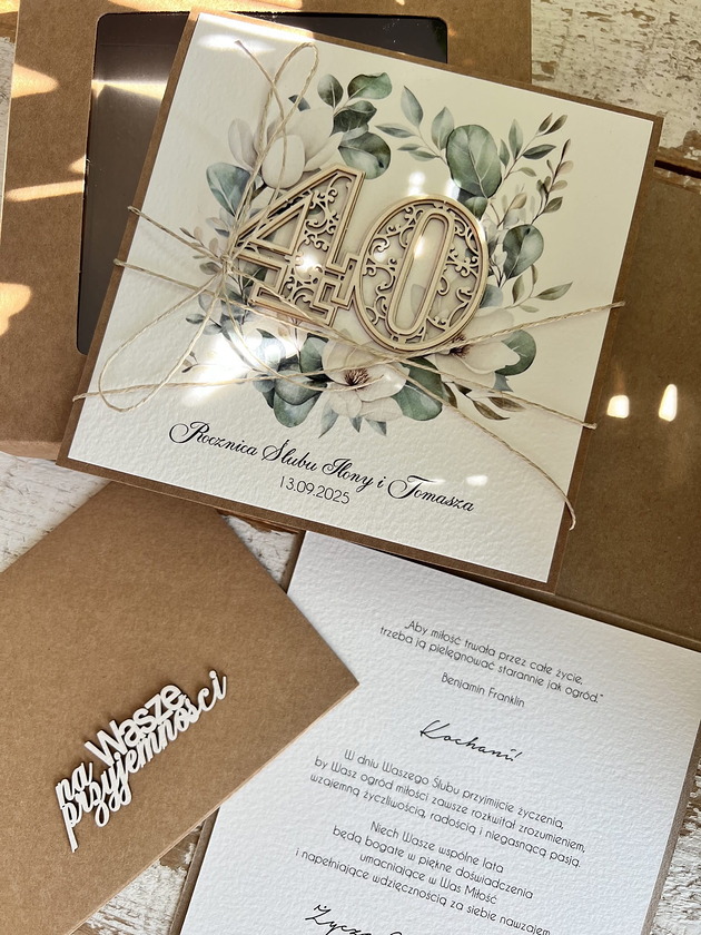 kartki scrapbooking Wyjątkowa kartka ręcznie robiona z okazji 40 rocznicy ślubu