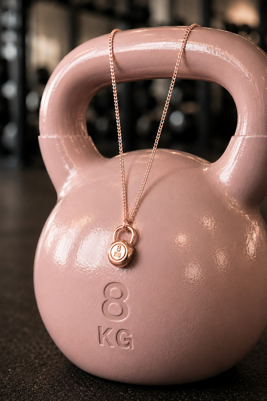 złote naszyjniki KETTLEBELL- naszyjnik różowe złoto