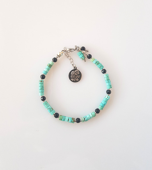 bransoletki z kamieni naturalnych Bransoletka Turkusowo Czarna