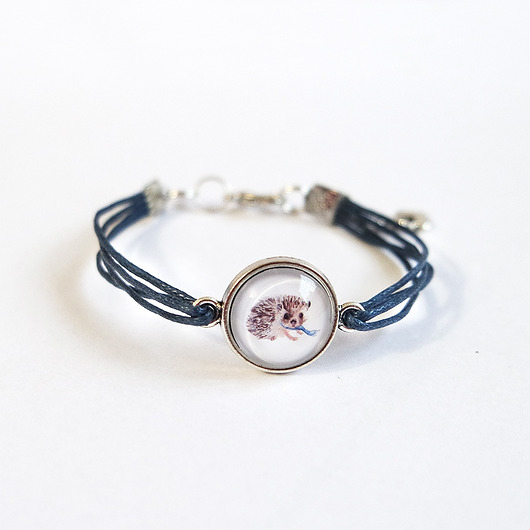 bransoletki na sznurku Bransoletka - Jeżyk - granatowa, sznurki