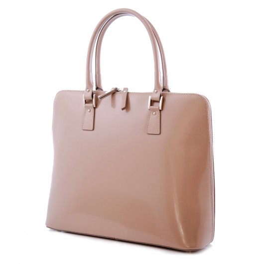 Elegancka torebka damska, lakier Oliwia Beige Vera Bags