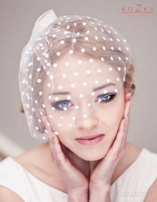 Ślubna woalka w kropeczki- zam. kolor śmietanowy BOZKA Luxury Handmade