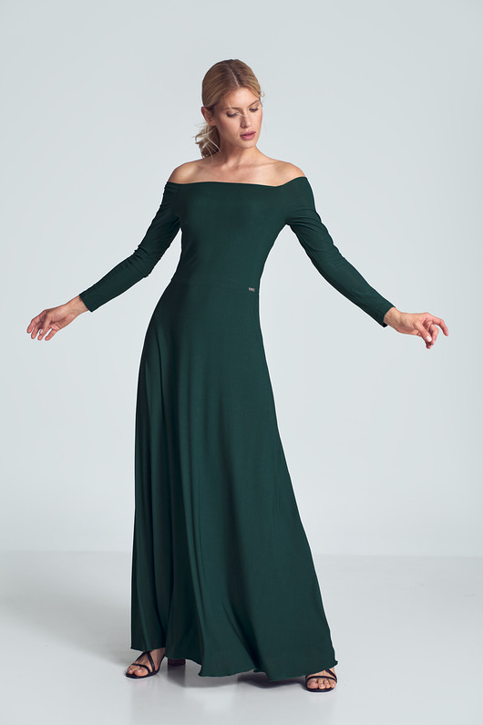 sukienki maxi damskie Elegancka długa sukienka hiszpanka z długim rękawem - M707