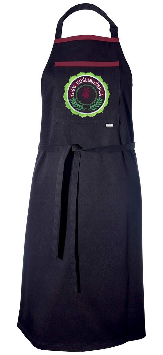 fartuchy kuchenne Fartuch Kuchenny CZARNY bawełniany haftowany ROŚLINOŻERCA EXTRA PREZENT