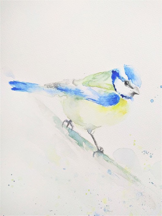 Akwarela Sikorka Modraszka Wiktoria Borys Art