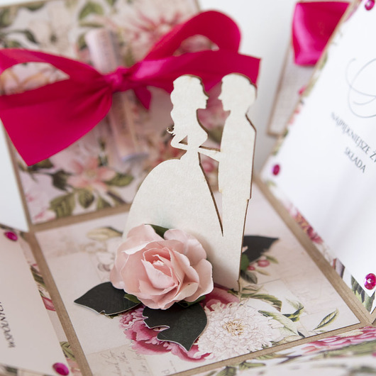 kartki scrapbooking Pamiątka ślubu, exploding box, kartka 3d na wesele