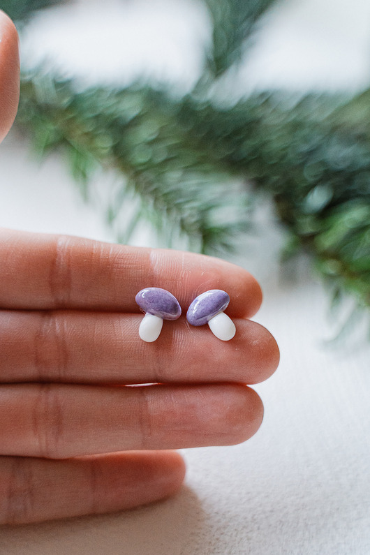 kolczyki ceramiczne Kolczyki porcelanowe FUNGI