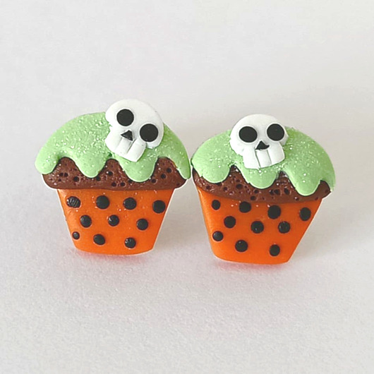 kolczyki z masy plastycznej Halloweenowe Kolczyki Babeczki