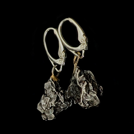 kolczyki srebrne Kolczyki srebrne surowe meteoryty