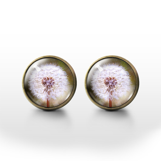 kolczyki szklane Kolczyki - Dmuchawiec - brąz