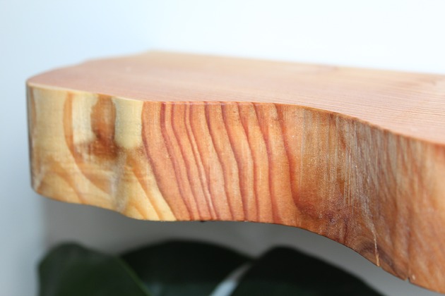 półki Półka ścienna z niewidocznym mocowaniem - naturalny modrzew 34/14 cm