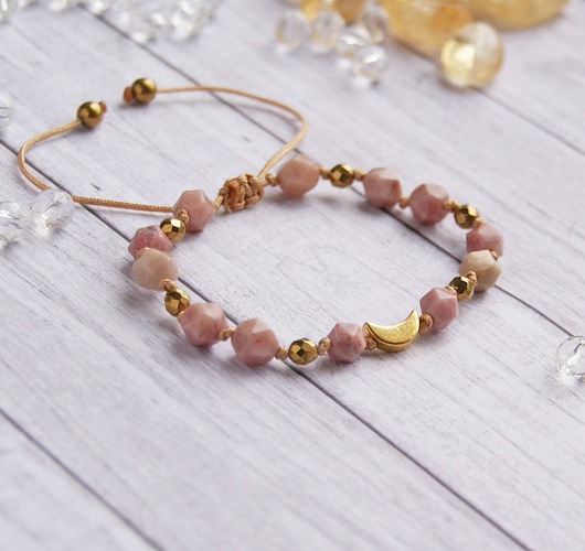 bransoletki z kamieni naturalnych Amulet LUNULA rodonit MIŁOŚĆ
