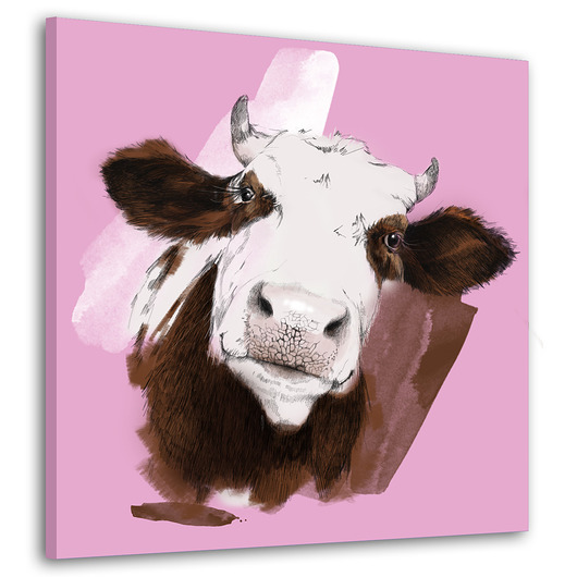 obrazy OBRAZ NA PŁÓTNIE-  KROWA 80x80cm