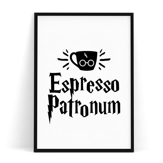obrazy i plakaty do pokoju dziecięcego Plakat kuchenny ESPRESSO PATRONUM - HARRY POTTER