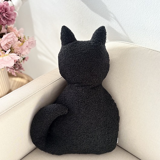 poduszki z grafiką Poduszka Czarny Kot Boucle