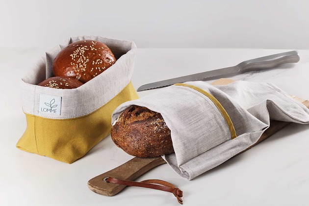 pojemniki kuchenne Lniany  koszyk  Curry+torebka  na chleb