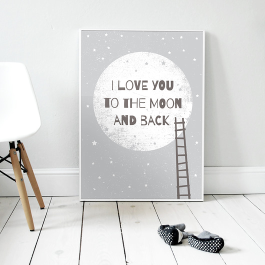 obrazy i plakaty do pokoju dziecięcego To the moon and back -  plakat