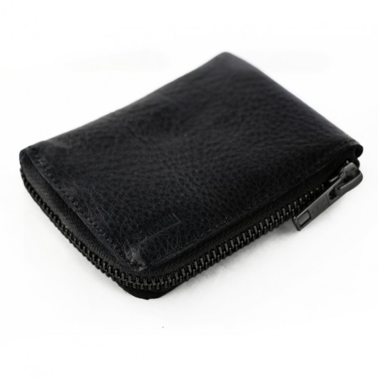 Poche Leather Fold B - Skórzany portfel Czarny mius