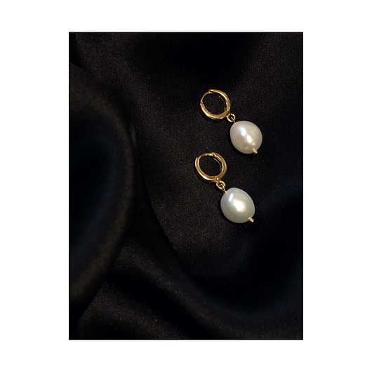 kolczyki pozłacane Kolczyki srebrne Irregular Pearl Earrings / Vintage Circles