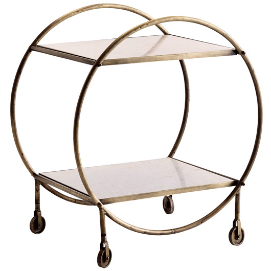 Dwupoziomowy barek na kółkach metal marmur Home Design