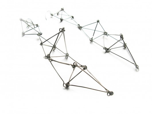 kolczyki wire wrapping Długie geometryczne kolczyki ze stali 