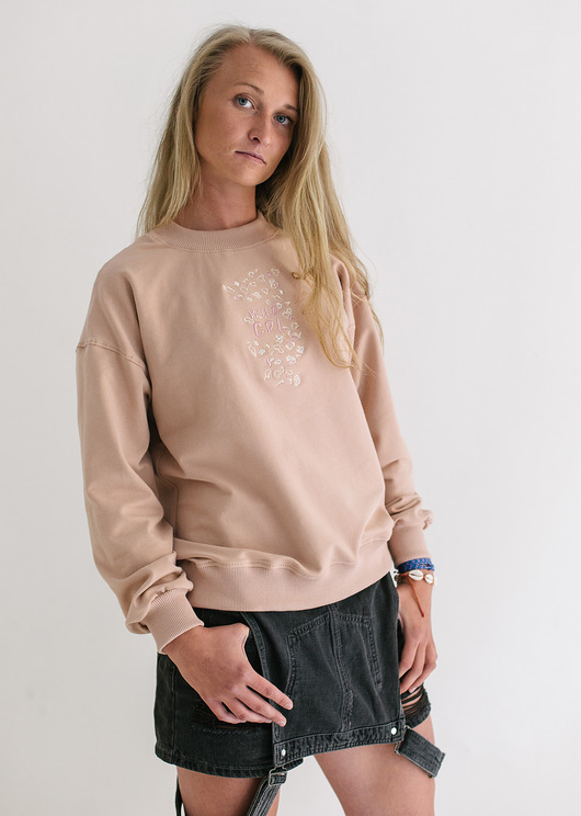 bluza bez kaptura damska Bawełniana bluza WILD GRL z haftem