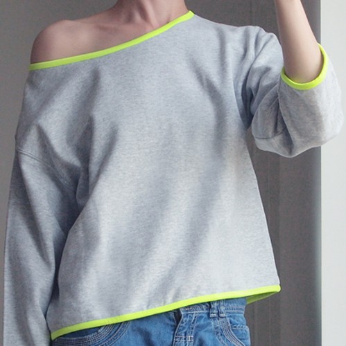 Szary gruby Oversize Bez + fluo żółte obszycia ONE MUG A DAY