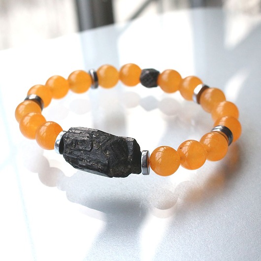 bransoletki z kamieni naturalnych Na wypalenie - Surowy turmalin, agat ognisty, hematyt