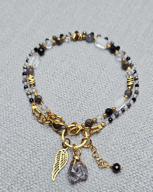 bransoletki z kamieni naturalnych Podwójna Bransoletka z Kryształem