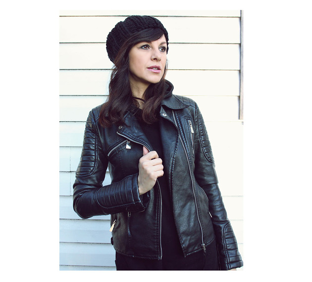 czapki damskie Czarna czapka handmade beanie z wełną