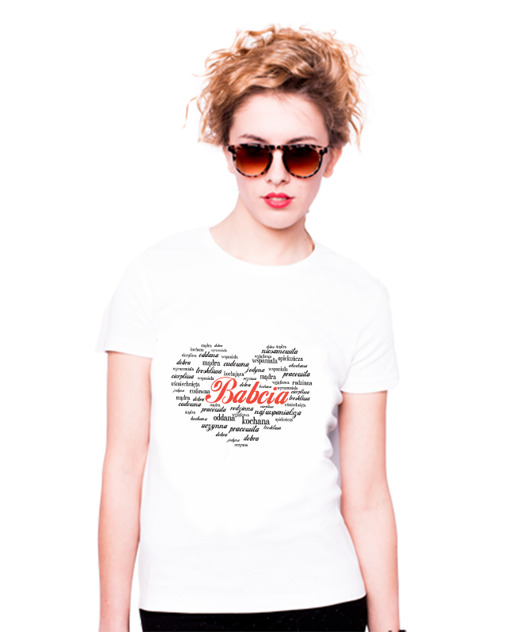 T-shirt damski z nadrukiem - serce dla babci AllbagAllprints