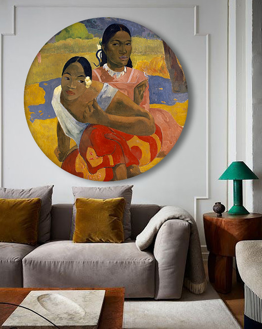 obrazy "Dwie kobiety" Paul Gauguin  - okrągły obraz
