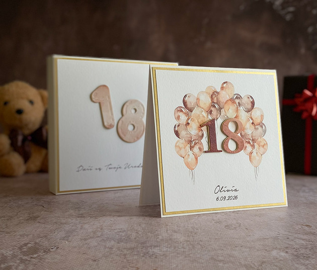 kartki scrapbooking Kartka urodzinowa z pudełkiem i ozdobną kopertą, BH 20