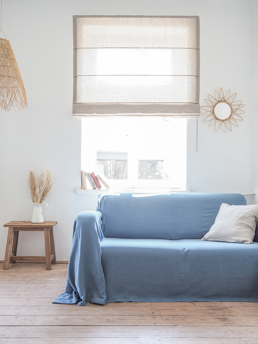 koce i narzuty Narzuta na kanapę heavy linen DUSTY BLUE