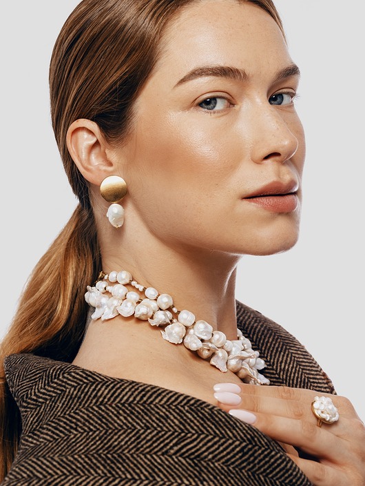 kolczyki z kamieniami Kolczyki Baltic Baroque Pearl