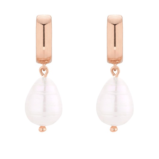 kolczyki pozłacane Kolczyki z różowego złota z naturalną perłą