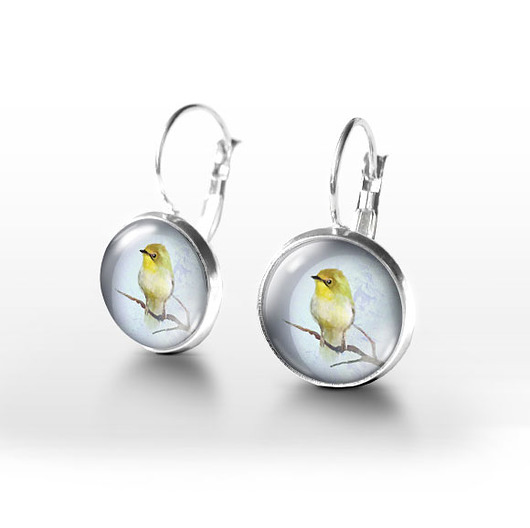 kolczyki szklane Kolczyki - Żółty ptaszek
