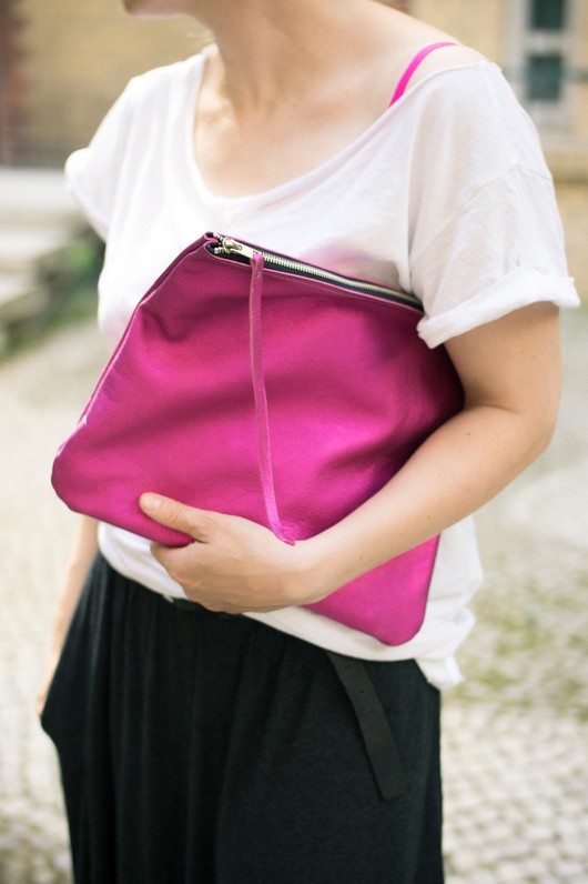 Różowa kopertówka z suwakiem oversized patkas