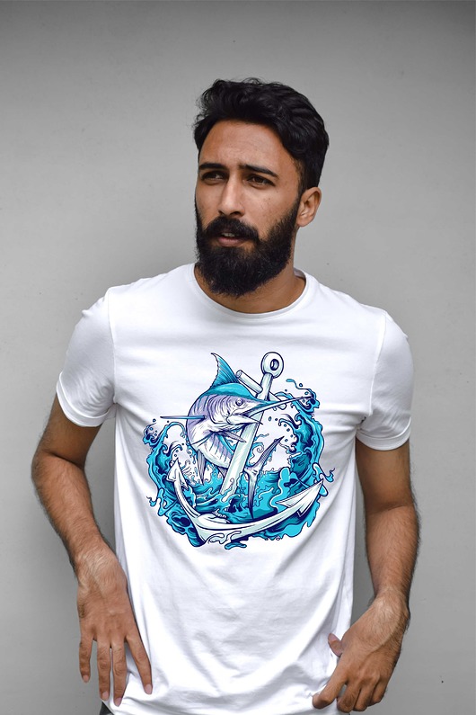 Koszulka organiczna z nadrukiem Sailor fish ART ORGANIC