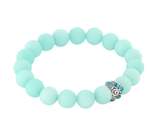 Mat mint jade with zircon bead.  Lavoga