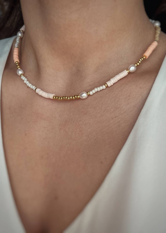 naszyjniki - inne Naszyjnik Koraliki Katsuki i Perły Naturalne