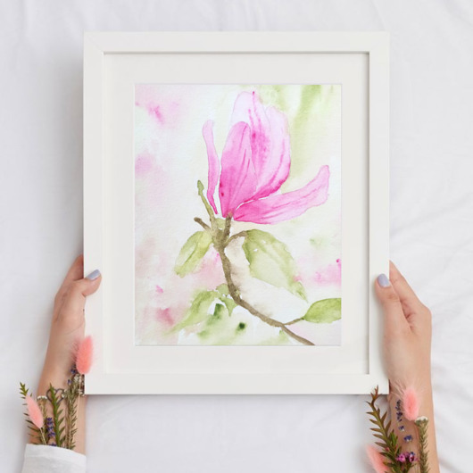 obrazy Akwarela Kwiat Magnolii oryginalny obraz A5 21x13 cm